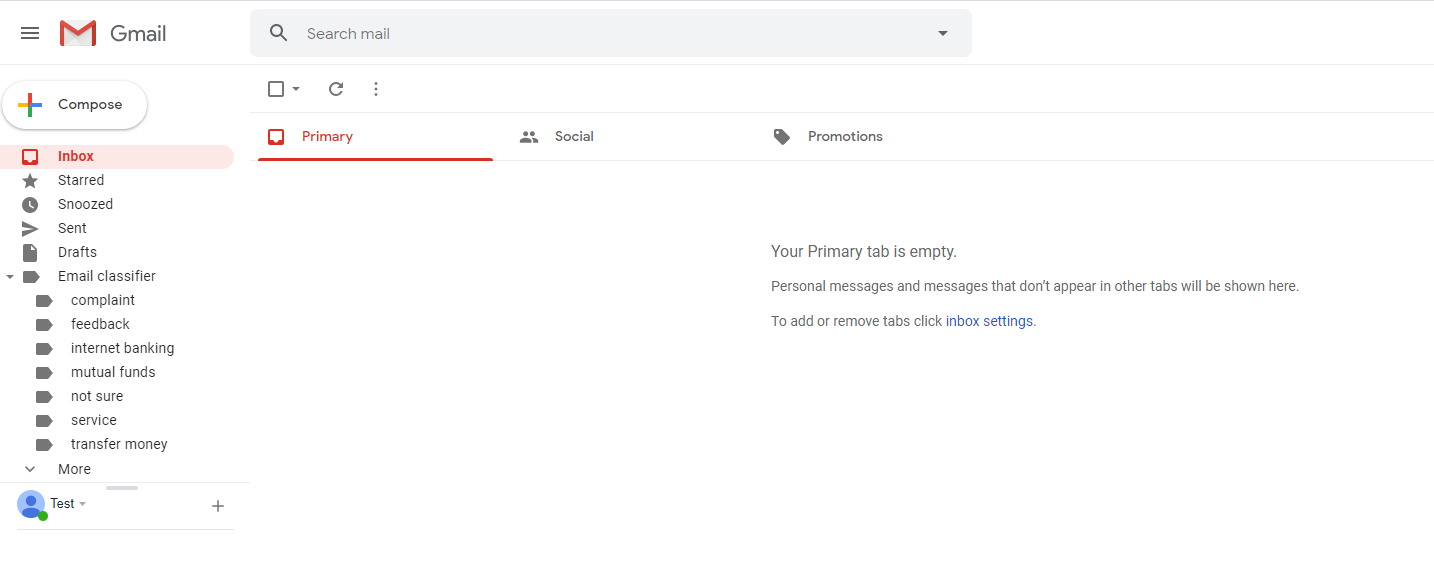 Configure email inbox