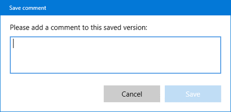 Adding a comment to a saved version.