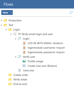 Tree view of LEAPWORK assets