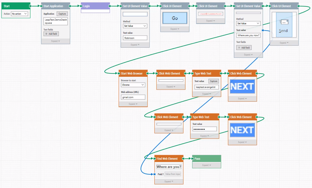 LEAPWORK cross application automation flow