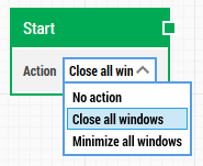 The Start Building Block in LEAPWORK