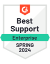 G2 award badge for enterprise best support in 2024