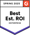 G2 award badge for best est. ROI in 2025