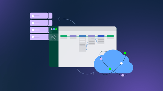 Illustration of Leapwork's flexible deployment options on Leapwork Cloud or on-prem