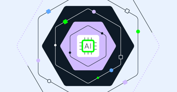 6 concentric pentagons with a computer chip and the word ‘AI’ in the center.