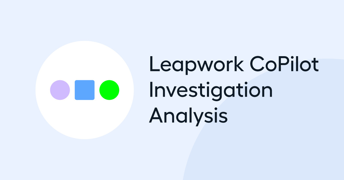 Leapwork CoPilot Investigation Analysis, with three shapes representing Leapwork and test automation in a circular icon.